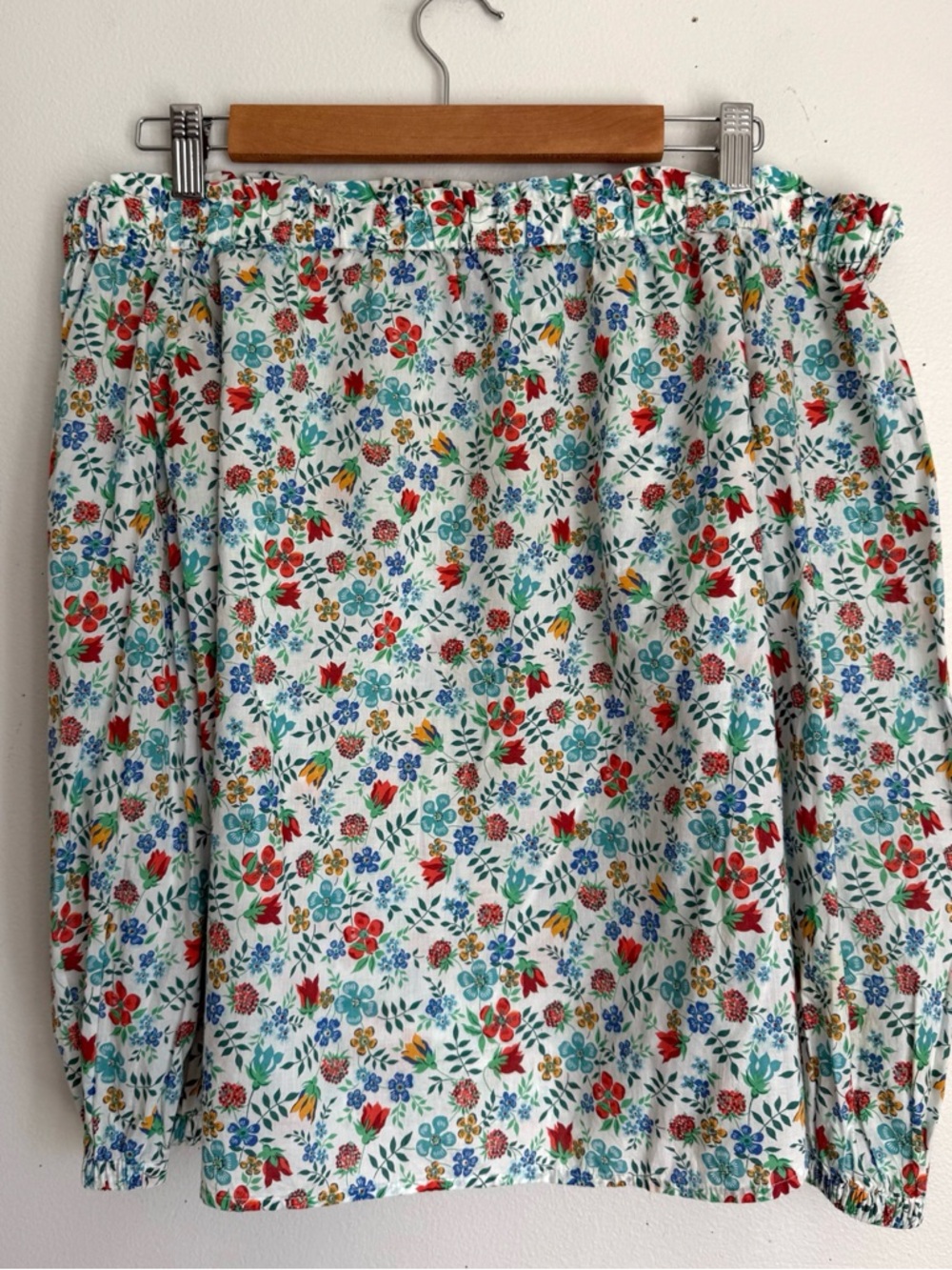 J. Crew Liberty London Floral Edenham Off Shoulder Cotton Long Sleeve - Picture 4 of 6